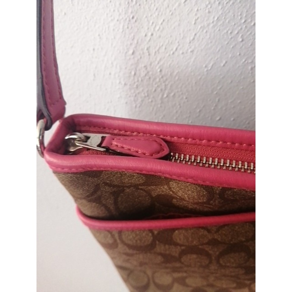 Coach Crossbody Womens Brown L Leather Shoulder Bag Adjustable Strap Zip Pockets - Picture 4 of 12